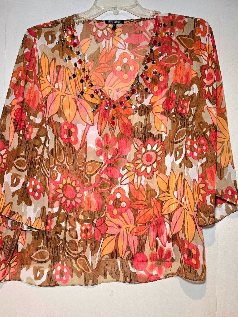 Daisy Fuentes boho beaded blouse